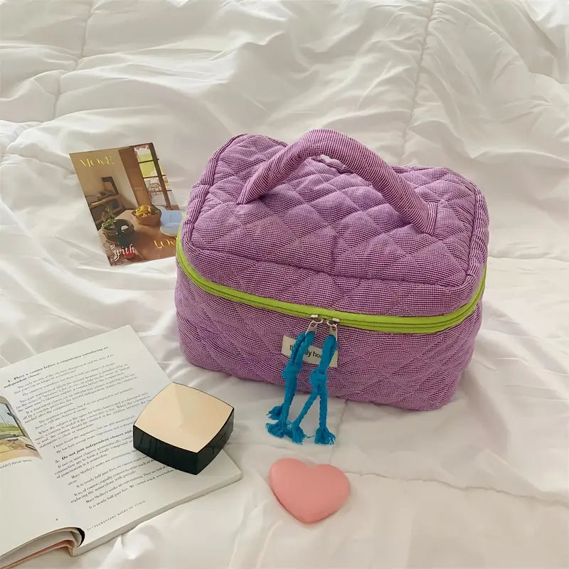 Rosielyn | Checkered Cotton Cosmetic Bag for Travel 3
