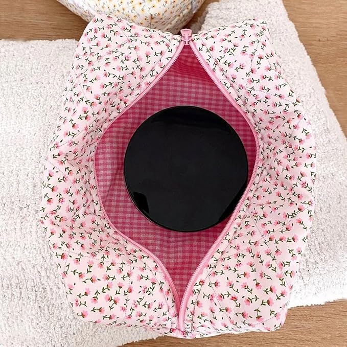 Anika | Cotton Floral Quilted Makeup Cosmetic Pouch 2