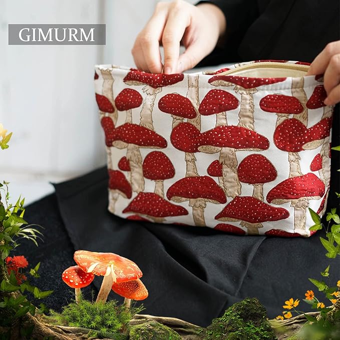 Ellie | Cute Mushroom Print Cosmetic Bag 5