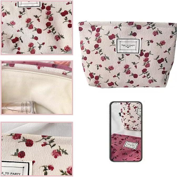 Jaycee | Elegant Rose Makeup Bag with Large Capacity 4