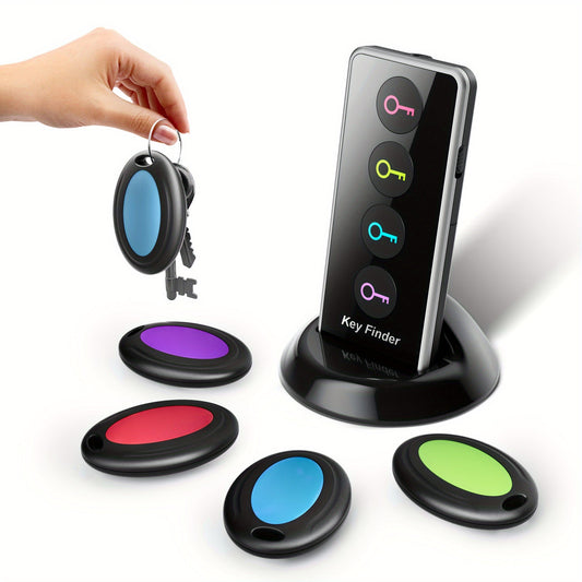 4-in-1 key finder with LED flash and color-coded recipient compact key Locator for keys, remote controls and more 0