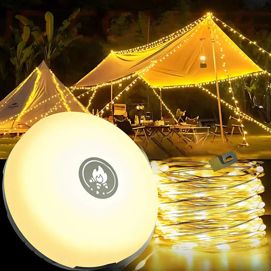4 in 1 Camp Light – Portable Camping Lantern, String Lights with 8 Lighting Modes, Rechargeable Power Bank for Outdoor Adventures 0