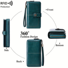Skyla | Retro RFID Travel Wallet | Large Capacity 4