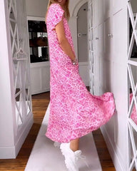  VANESSA | V-Neck Short Sleeve Long Dress-4