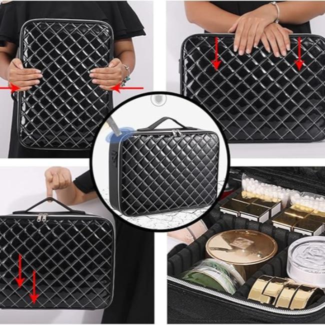Barbara | Stylish and practical travel cosmetic bag with diamond pattern 4
