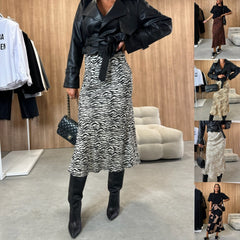High-Waist Leopard Print Fashion Skirt