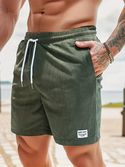  Men's Casual Shorts - Elastic Waist - Adjustable Drawstring - Textured Fabric-5