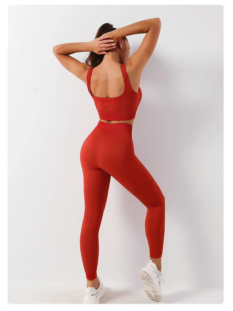 Ensemble Sport Sans Couture 2 Pièces - Brassière et Legging Haute Performance