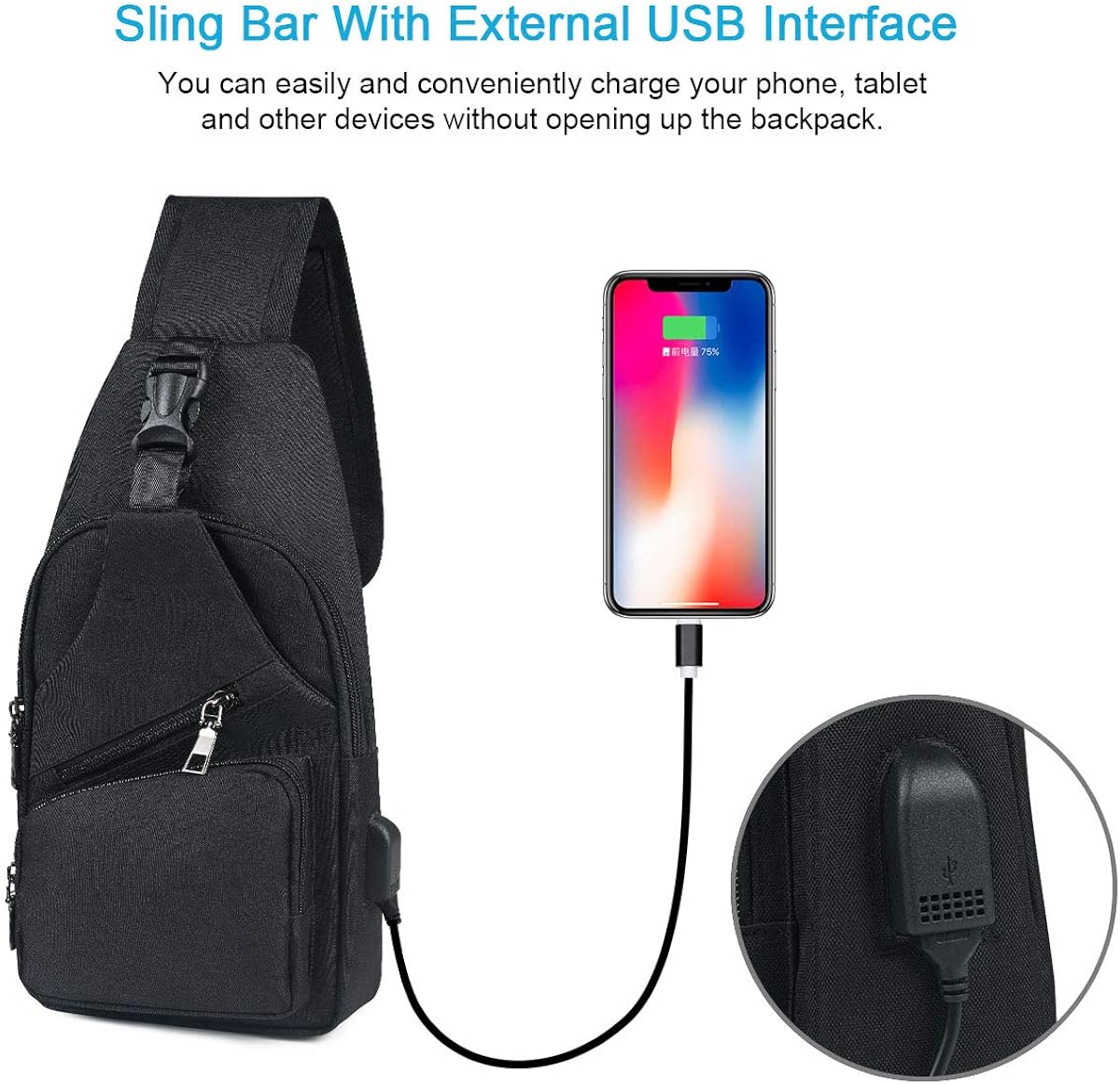 Handy | Stylish Anti-Theft Crossbody Bag with Built-in Charging Port 3