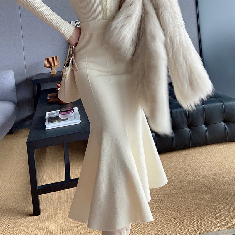 High-Waist Fishtail Thread Detail Skirt