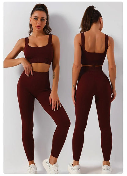 Ensemble Sport Sans Couture 2 Pièces - Brassière et Legging Haute Performance