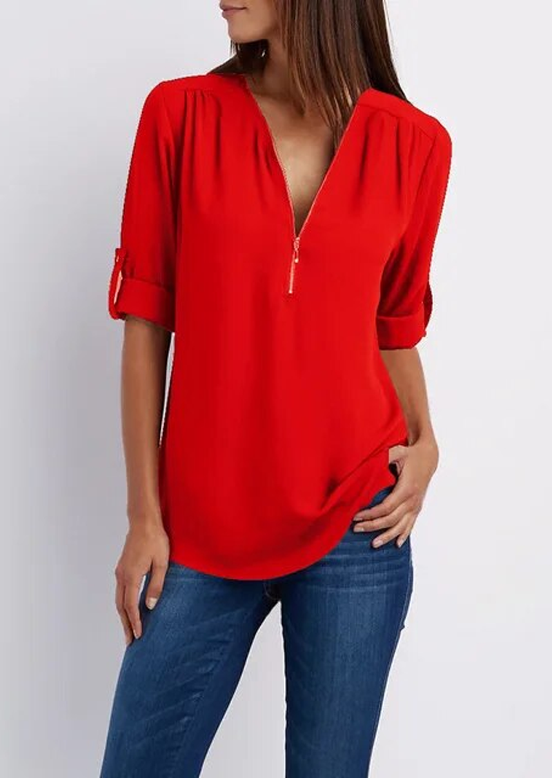  SARAH | Elegant V-Neck Blouse-5