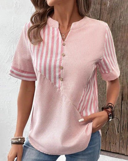  ESTELLA | Comfortable Striped Cotton Blouse-1