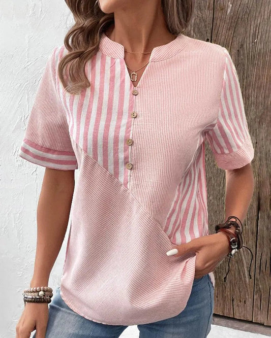  ESTELLA | Comfortable Striped Cotton Blouse-1