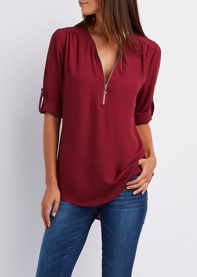  SARAH | Elegant V-Neck Blouse-6