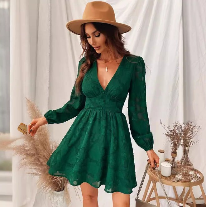  ANNA | Gorgeous Satin Dress with Puff Sleeves-5