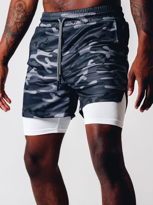  Men's fitness shorts with double layer-1