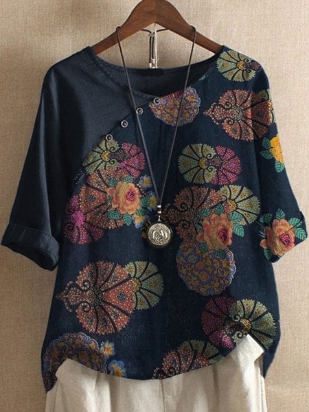  BELEN | Floral Pattern Short-Sleeved Shirt-2