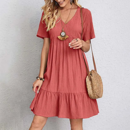  Elma | Comfy and Casual V-Neck Mini Dress-2