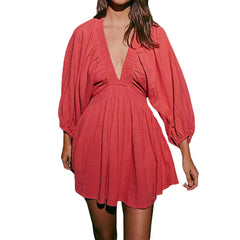 AUDREY | Chic Deep V-Neck Mini Dress for Effortless Elegance-1