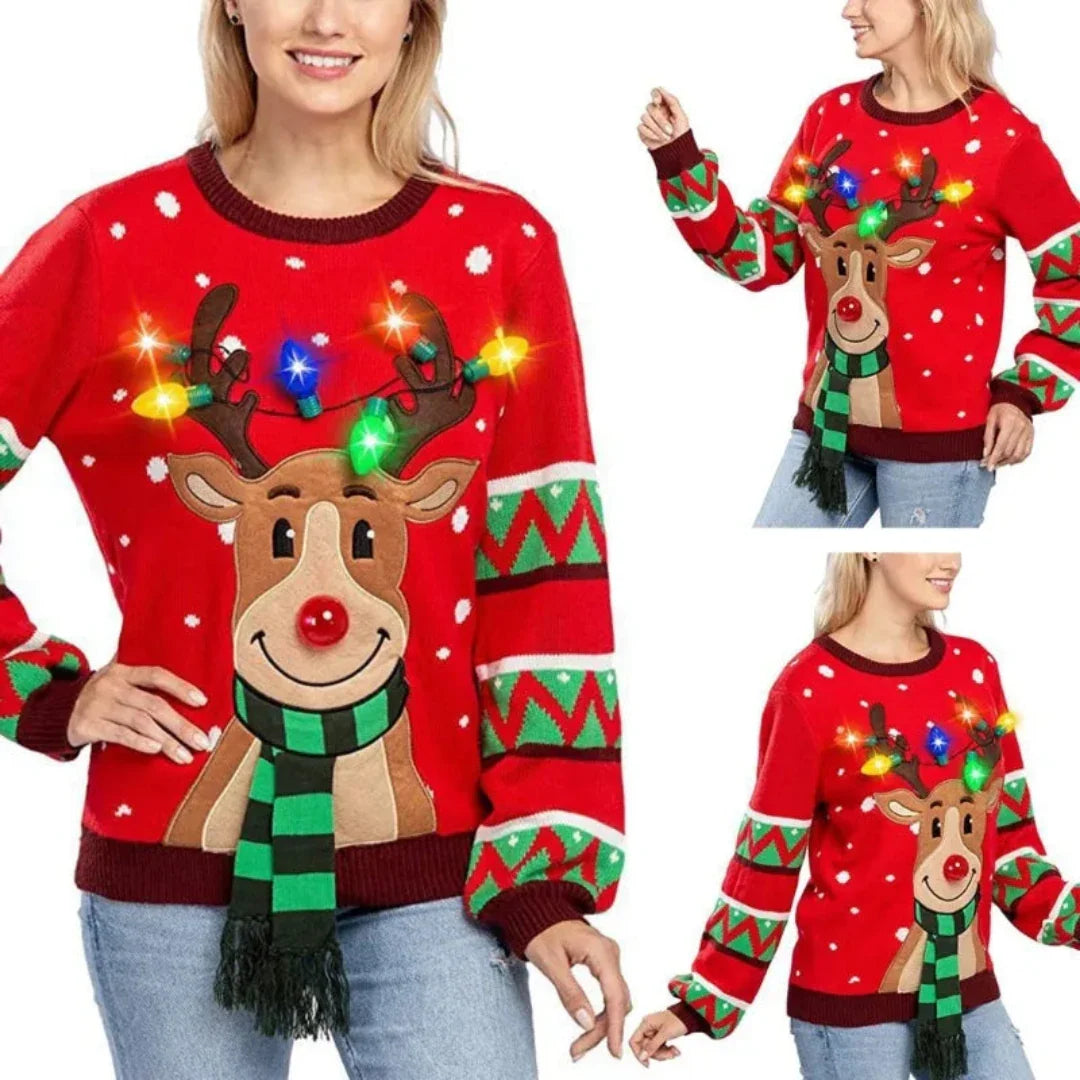 Adelidale | Warm Reindeer Christmas Sweater for Women | with LED 0