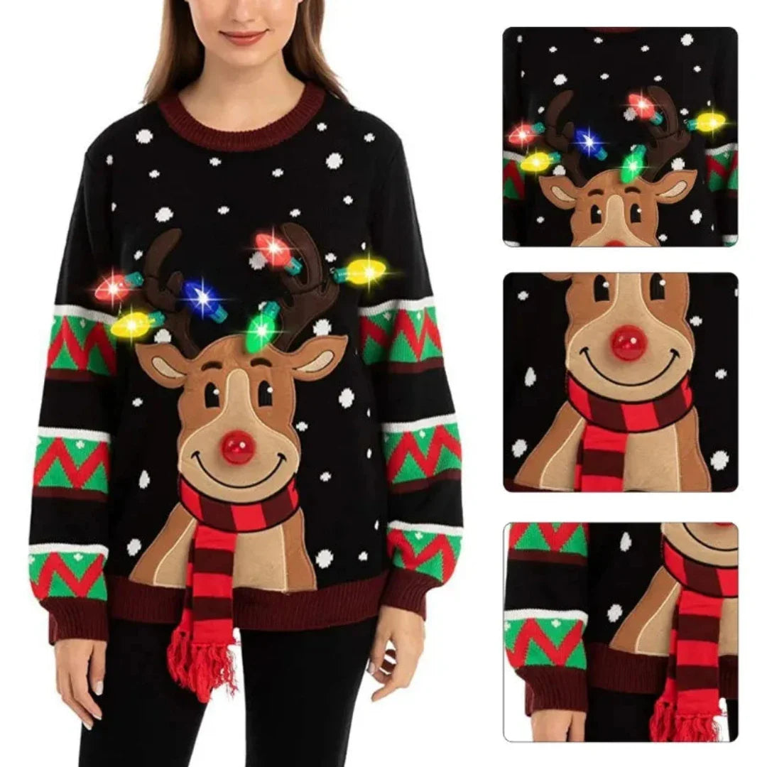 Adelidale | Warm Reindeer Christmas Sweater for Women | with LED 1