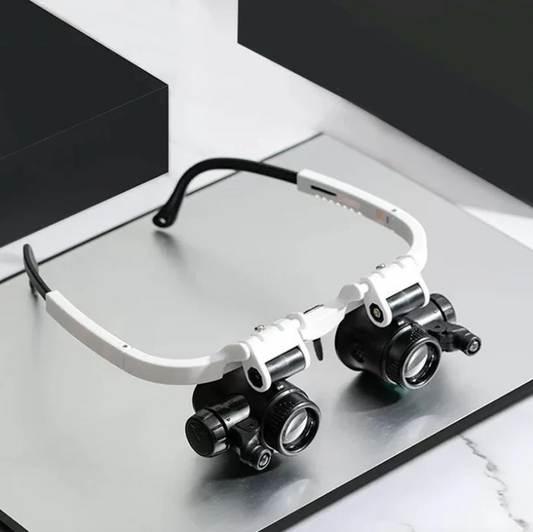 Adjustable LED enlargement glasses with 8x, 15x and 23x enlargement for hobbies and precision work 0