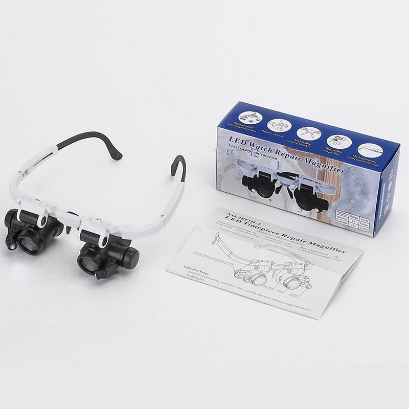 Adjustable LED enlargement glasses with 8x, 15x and 23x enlargement for hobbies and precision work 5