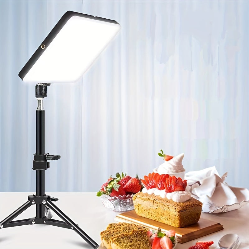 Adjustable LED light stand for photography and video - 1.1 m height, robust aluminum tripod with lamp 1