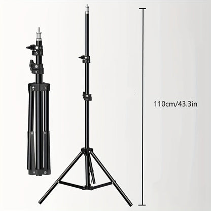 Adjustable LED light stand for photography and video - 1.1 m height, robust aluminum tripod with lamp 3