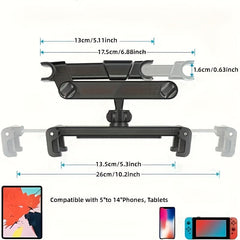 Adjustable tablet holder for the car transfer - fits 5 to 14 devices, secure and versatile tablet stand for the trip 2