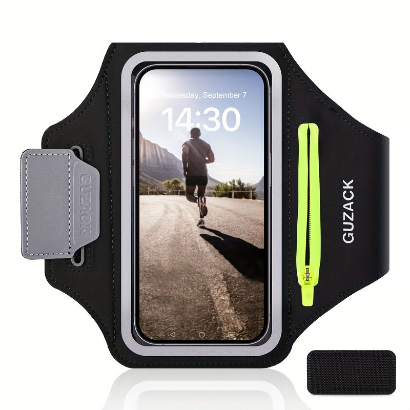 Adjustable telephone holder with hearingphone compartment fits the arm sizes 26-42 cm, compatible with iPhone and galaxy 1