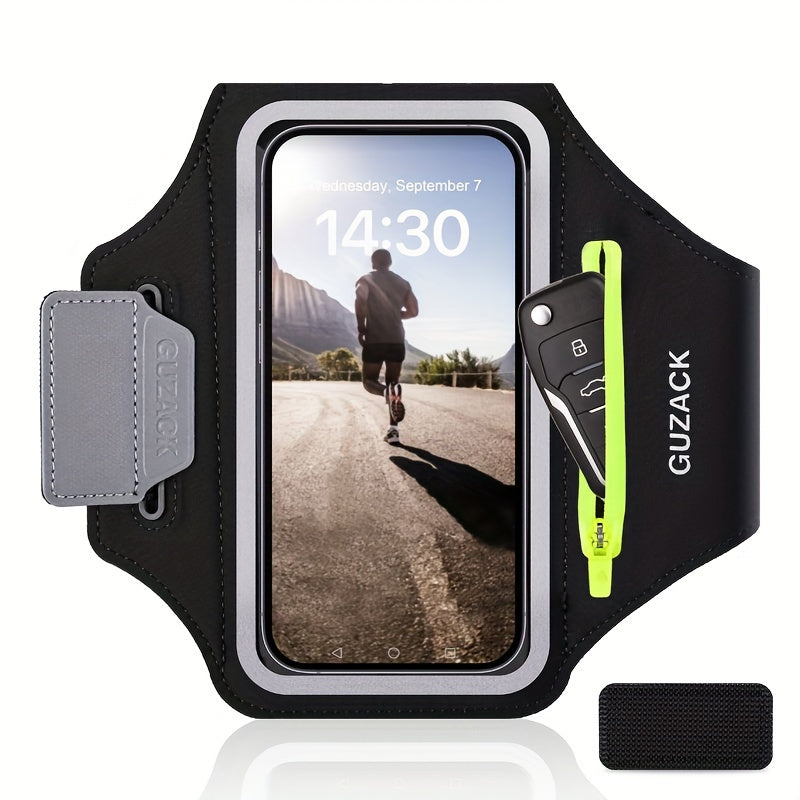 Adjustable telephone holder with hearingphone compartment fits the arm sizes 26-42 cm, compatible with iPhone and galaxy 3