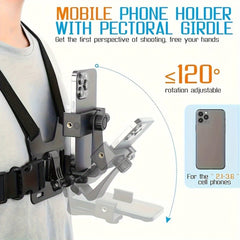 Adjustable vertical belt for comfortable filming and photography-safe telephone holder for smartphones and action cameras 2