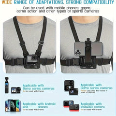 Adjustable vertical belt for comfortable filming and photography-safe telephone holder for smartphones and action cameras 3
