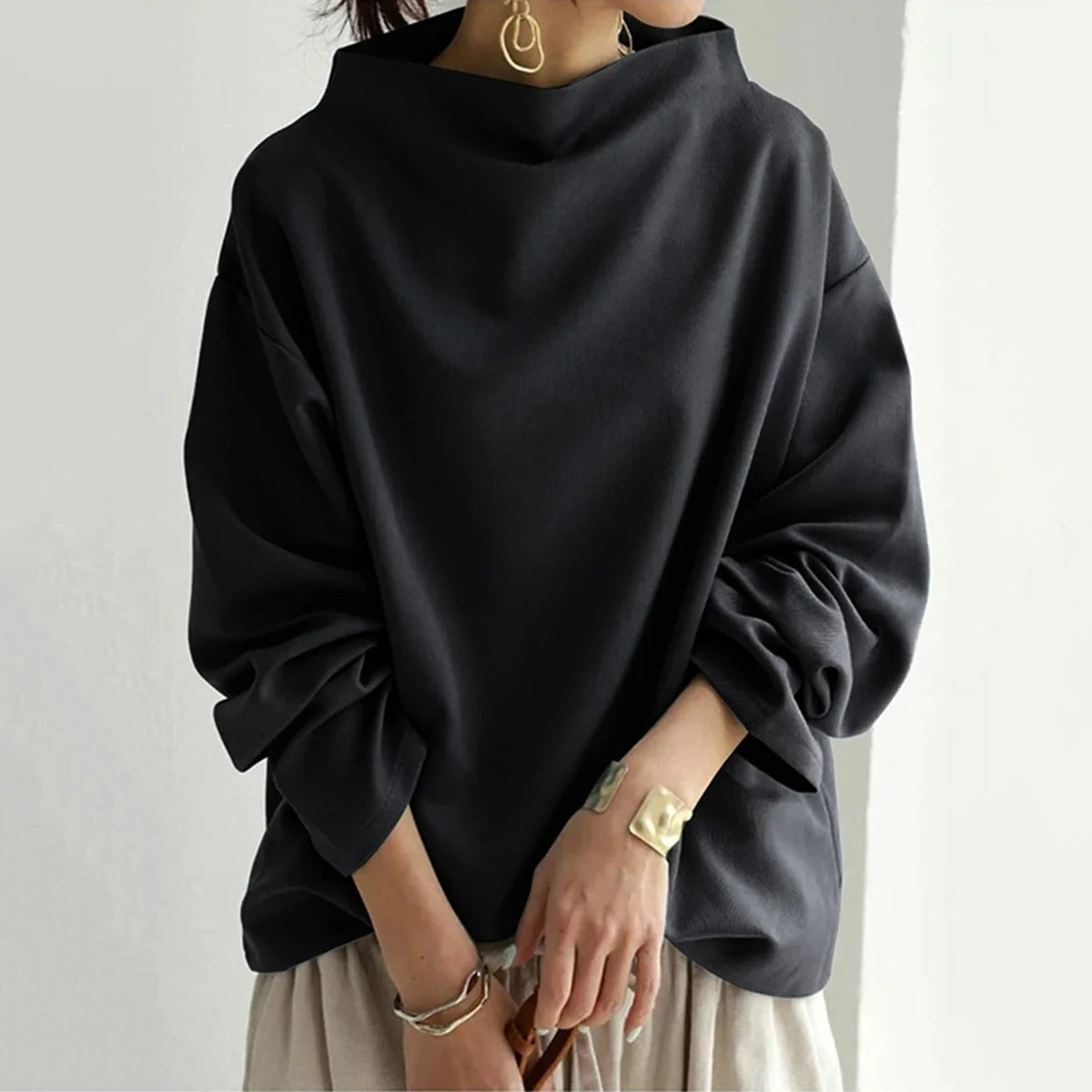 Aleah | Women's Fashionable Turtleneck Sweater | Black 1