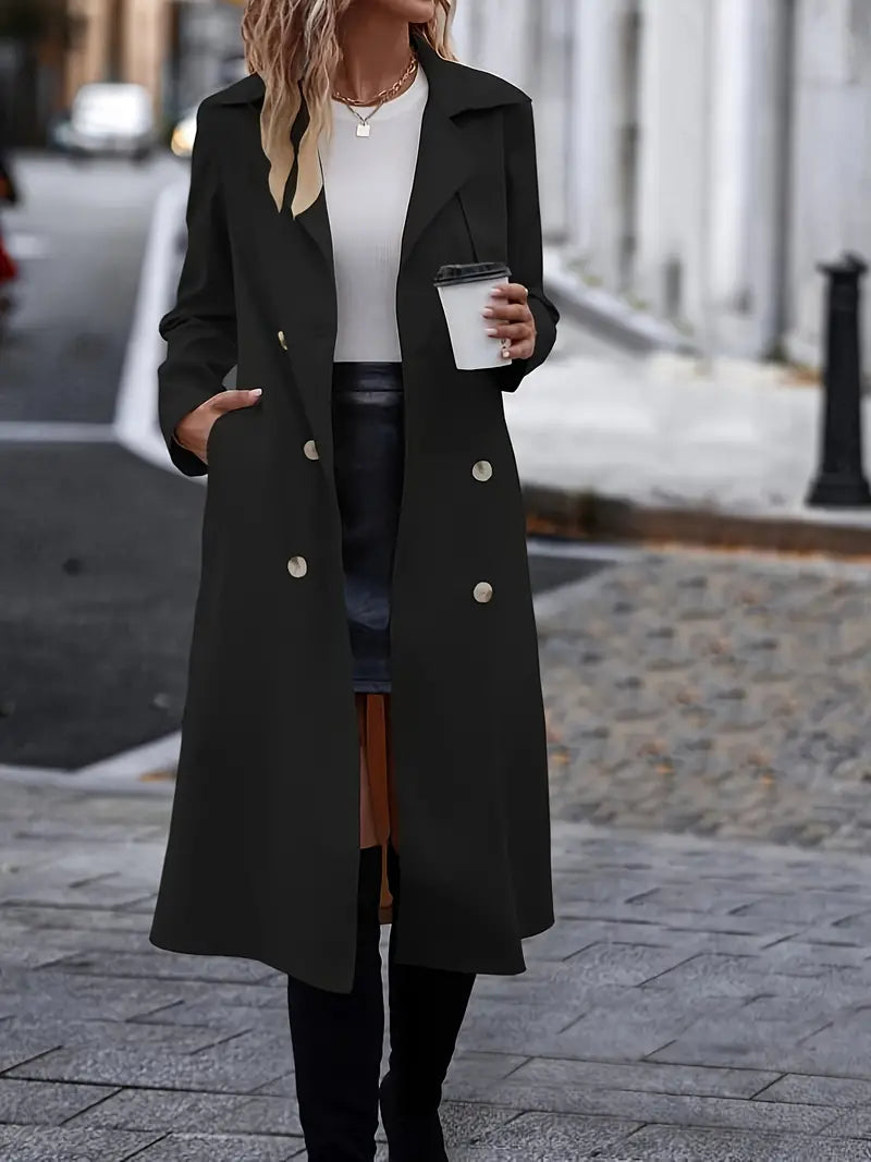 Alistaira | Women's Black Trench Coat | Long 4