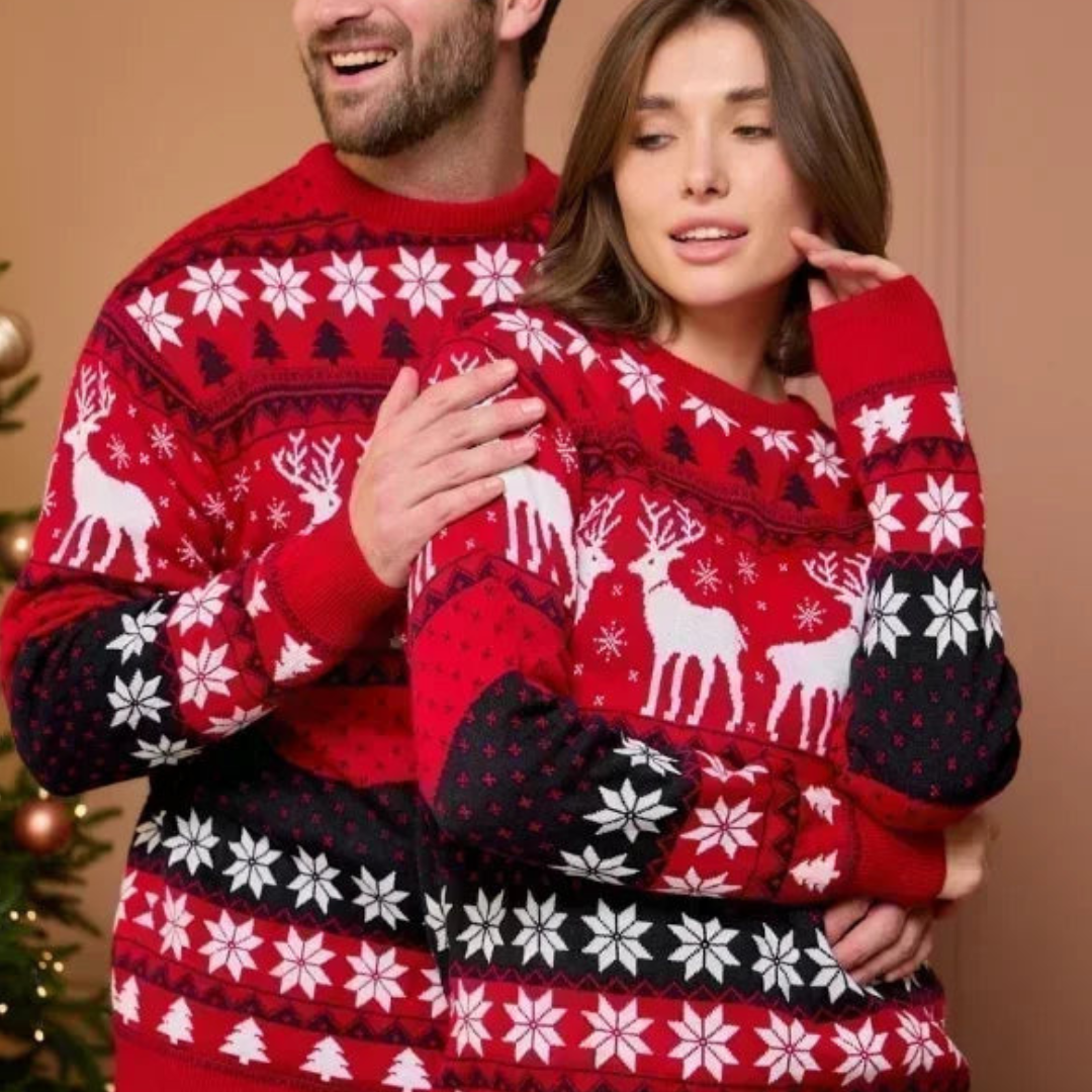 Alraiba | Warm Christmas sweaters for couples | Reindeer 1