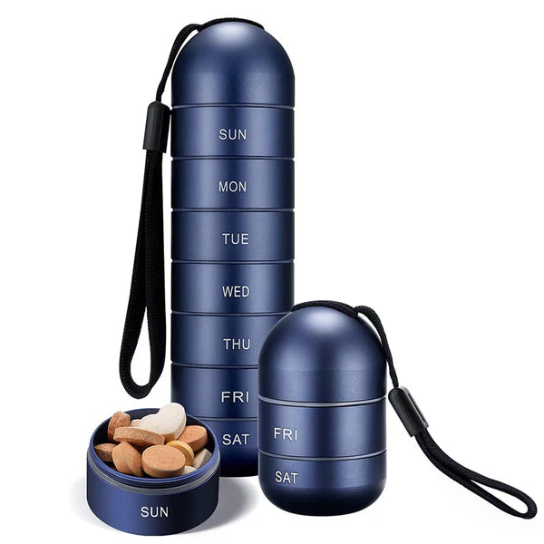 Aluminum 7 Days Portable Pill Organizer for Travel, Pill Box Pill Container 0