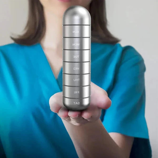 Aluminum 7 Days Portable Pill Organizer for Travel, Pill Box Pill Container 5
