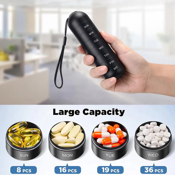 Aluminum 7 Days Portable Pill Organizer for Travel, Pill Box Pill Container 6