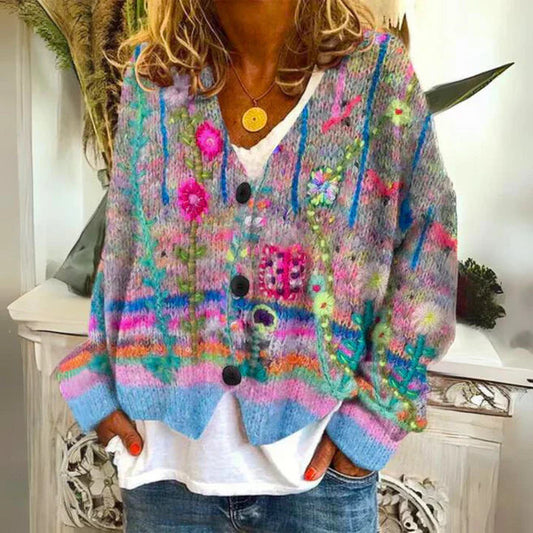 Angie | Women's Floral Warm Cardigan | Button Down 0