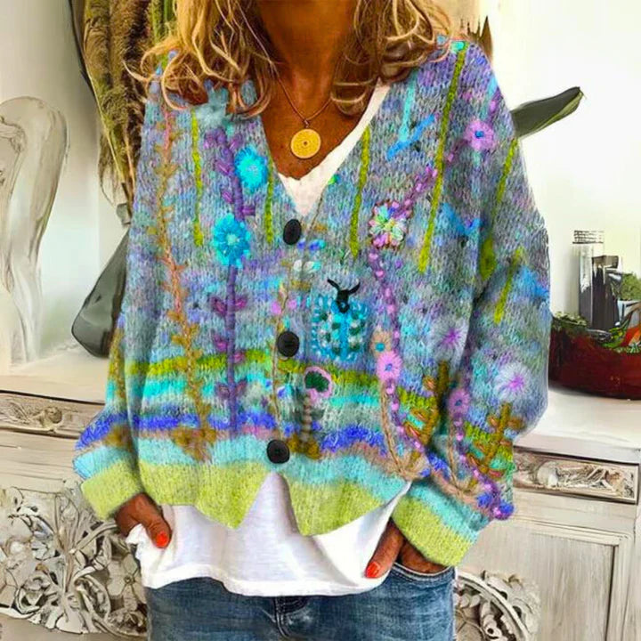 Angie | Women's Floral Warm Cardigan | Button Down 1
