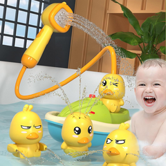 AquaTots | Bath Toy Set with Floating Ducks and Gentle Water Sprayer for Kids 0