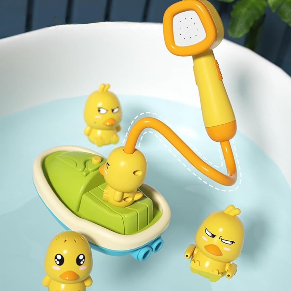 AquaTots | Bath Toy Set with Floating Ducks and Gentle Water Sprayer for Kids 1