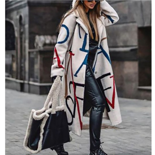 Aya | Long women's coat with stylish designer patterns 0