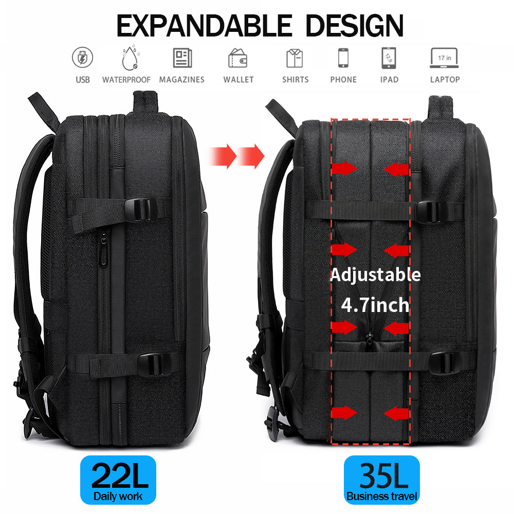 BANGE Business Trip Travel Waterproof Expansion Backpack Flight Approved Carry-On Luggage Backpack 4