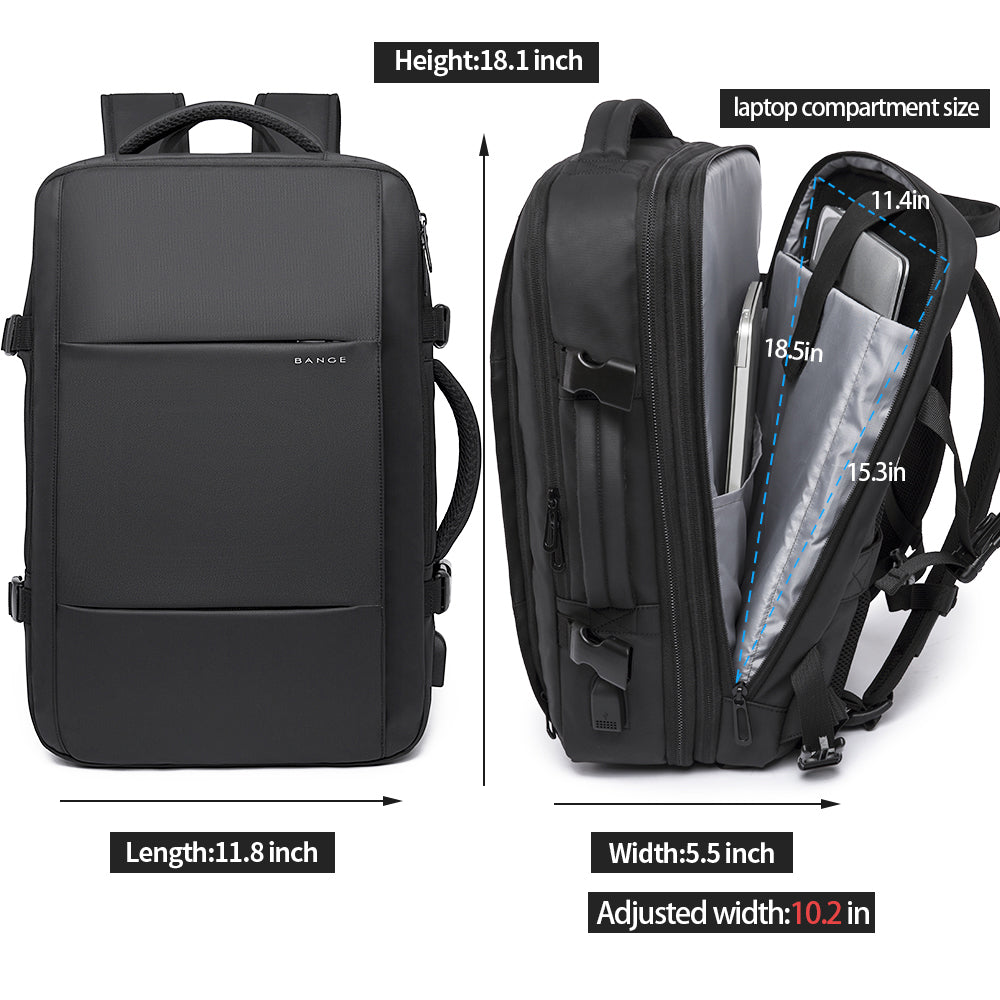 BANGE Business Trip Travel Waterproof Expansion Backpack Flight Approved Carry-On Luggage Backpack 7