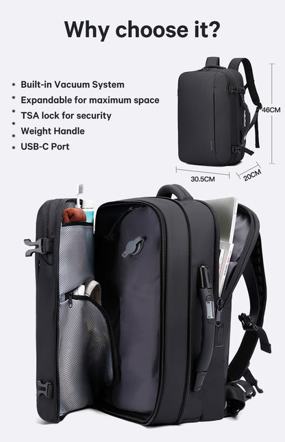 BANGE Hot Sale New Arrival 50L USB TSA Lock Weight Handle Waterproof Men Vacuum Compression Laptop Backpack 3
