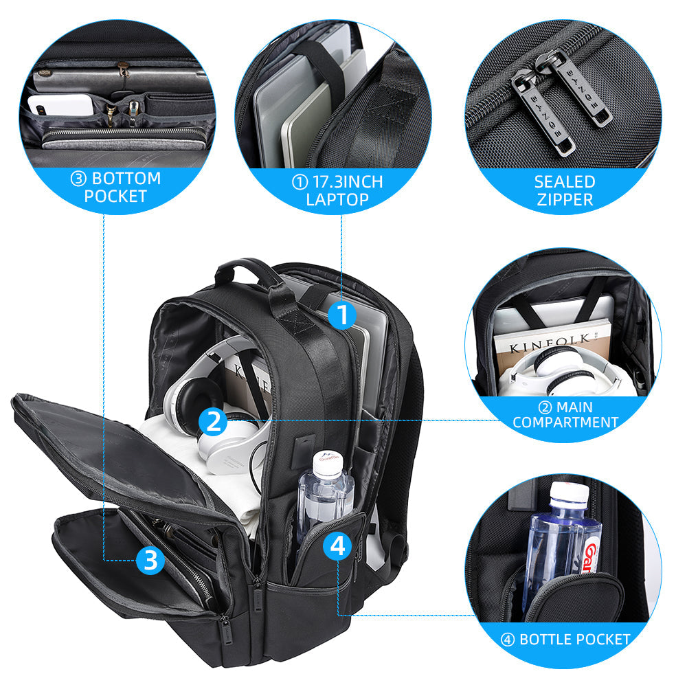 BANGE Laptop Backpack for Men, Business Travel Backpacks with USB Charging Port, Weekender Carry-on Backpack 1